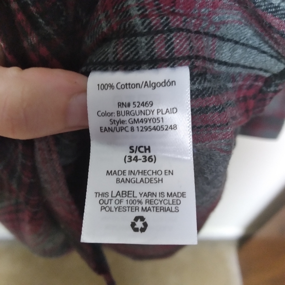 George Gray and Burgundy Plaid Flannel Button Down Shirt Size Small - Picture 10 of 11